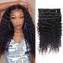 Load image into Gallery viewer, Seamless PU Clip In Deep Wave Hair Extensions