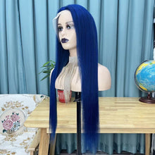 Load image into Gallery viewer, Blue 13x4 Lace Front Wig Straight Human Hair Wig