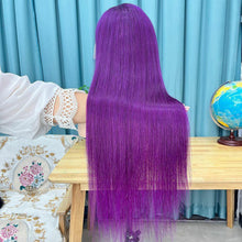 Load image into Gallery viewer, Purple 13x4 Lace Front Wig Straight Human Hair Wig