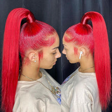 Load image into Gallery viewer, Red 13x4 Lace Front Wig Straight Human Hair Wig