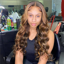 Load image into Gallery viewer, Hightlight-4-27-body-wave-4x4-lace-closure-wig-model-show