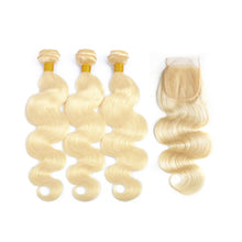 Load image into Gallery viewer, Color 613# Body Wave Hair 3 Bundles with Closure