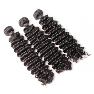 Deep Wave Hair 3 Bundles with 4x4 Lace Closure
