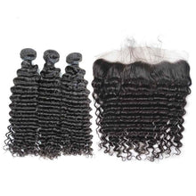 Load image into Gallery viewer, Deep Wave Hair 3 Bundles with 13x4 Frontal