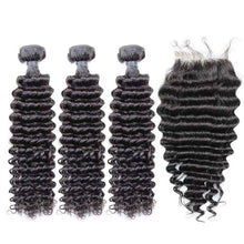 Load image into Gallery viewer, Deep Wave Hair 3 Bundles with 4x4 Lace Closure