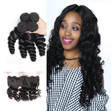 Load image into Gallery viewer, Loose Wave Hair 4 Bundles With 13x4 Lace Frontal