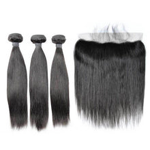 Load image into Gallery viewer, Straight Hair 3 Bundles with 13x4 Frontal