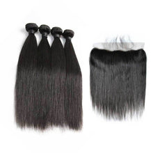 Load image into Gallery viewer, Straight Hair 4 Bundles With 13x4 Lace Frontal