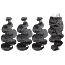 Load image into Gallery viewer, Body Wave Hair 3 Bundles with 4x4 Lace Closure
