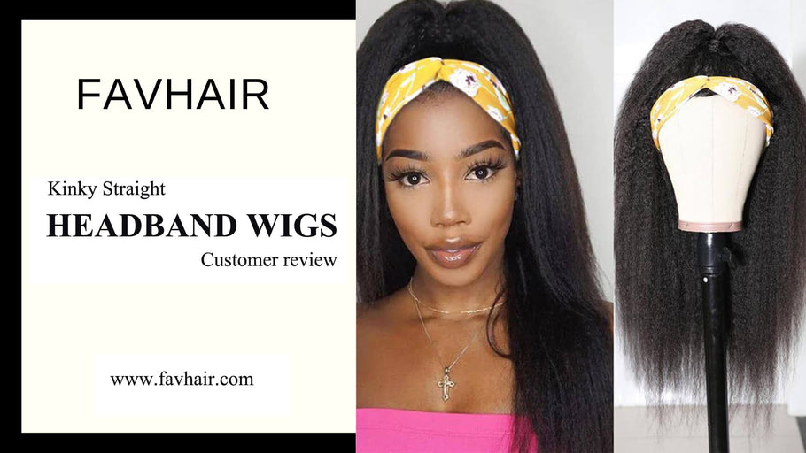 Kinky straight headband wig customer show