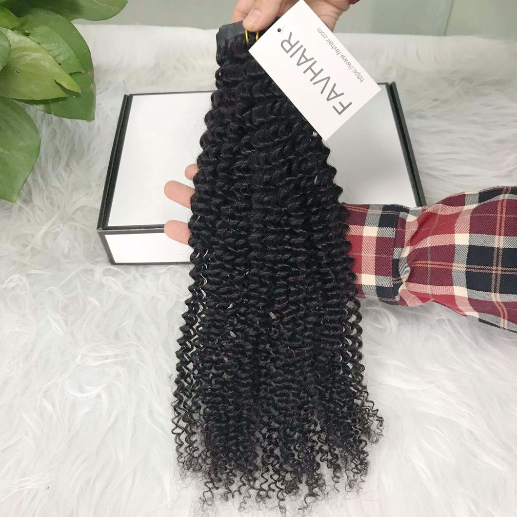 Seamless PU Clip In Kinky Curly Hair Extensions