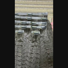 Load and play video in Gallery viewer, Seamless PU Clip In Kinky Straight Hair Extensions
