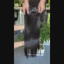 Load and play video in Gallery viewer, Seamless PU Clip In Straight Hair Extensions

