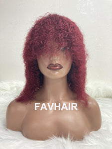 99j Burgundy Water Wave Bang Wig