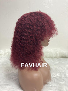 99j Burgundy Water Wave Bang Wig