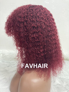 99j Burgundy Water Wave Bang Wig