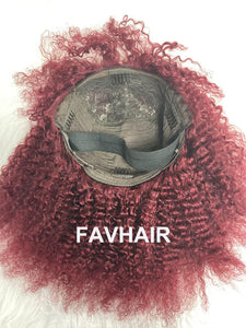 99j Burgundy Water Wave Bang Wig