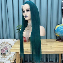 Load image into Gallery viewer, Green 13x4 Lace Front Wig Straight Human Hair Wig
