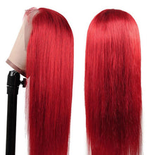 Load image into Gallery viewer, Red 13x4 Lace Front Wig Straight Human Hair Wig
