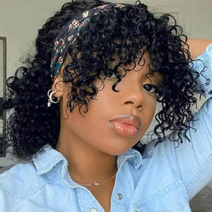favhair curly headband wig with bangs