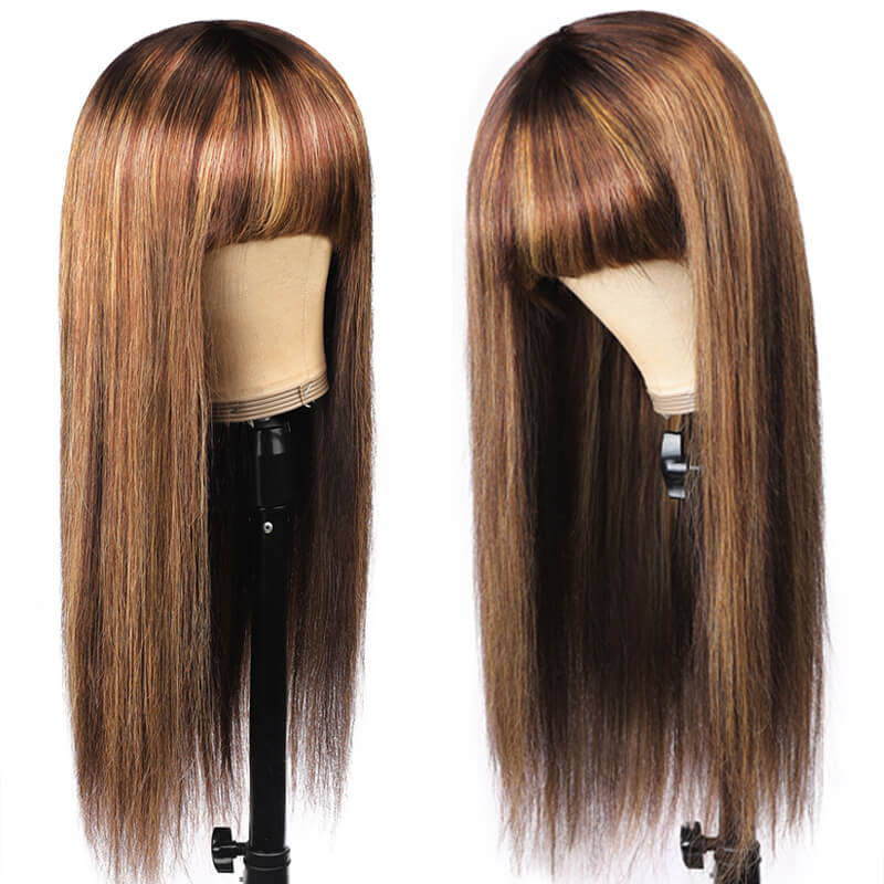 Highlight P4/27 Straight Wig With Bangs