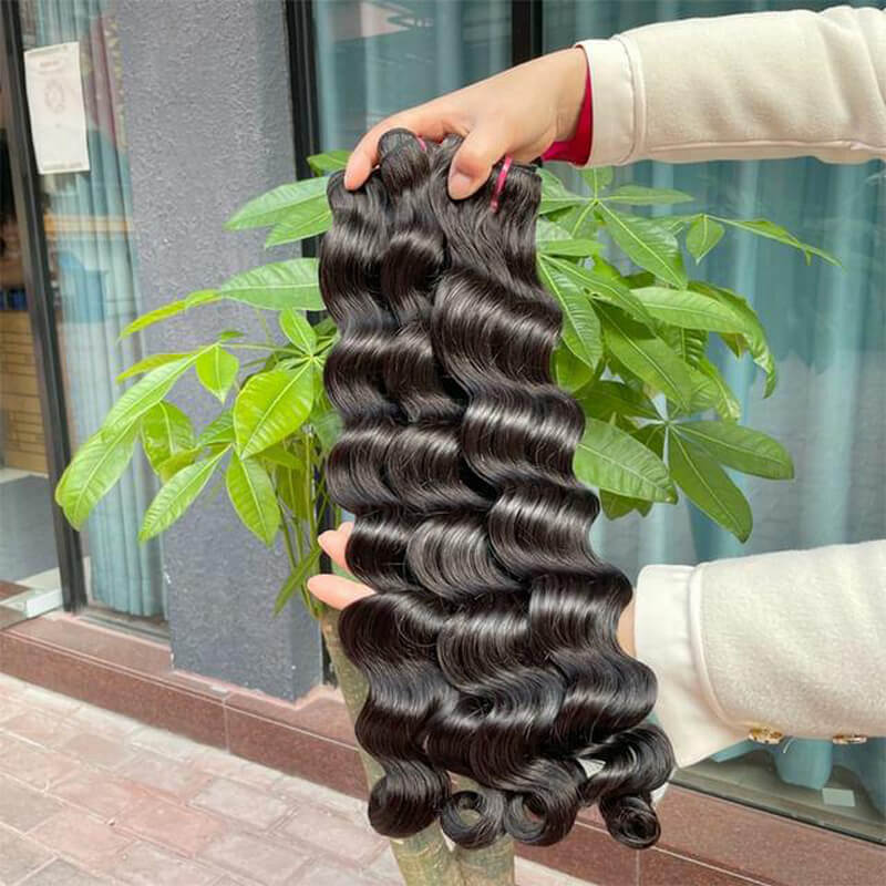 Deep Wave Human Hair Bundles 100% Indian Virgin Hair 16 28 20 Inches Amazon.com : Chikamlty Deep Wave Bundles Human Hair 16 18 20  main image 4