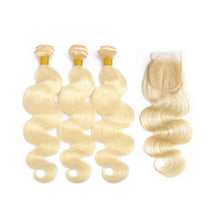 Load image into Gallery viewer, Color 613# Body Wave Hair 3 Bundles with Closure
