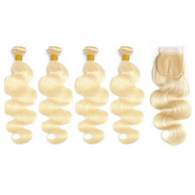 Load image into Gallery viewer, Color 613# Body Wave Hair 4 Bundles with Closure
