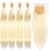 Load image into Gallery viewer, Color 613# Straight Hair 4 Bundles with Closure
