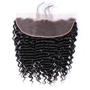 Deep Wave Hair 3 Bundles with 13x4 Frontal
