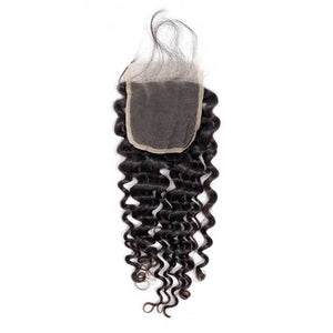 Deep Wave Hair 3 Bundles with 4x4 Lace Closure