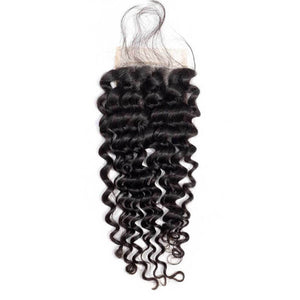 Deep Wave Hair 3 Bundles with 4x4 Lace Closure