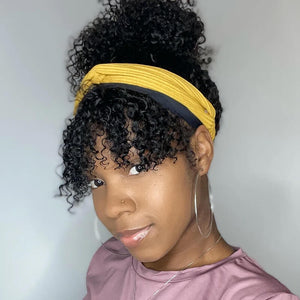 Short Jerry Curly Headband Wig with Bangs