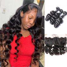 Load image into Gallery viewer, Loose Wave Hair 3 Bundles with 13x4 Frontal
