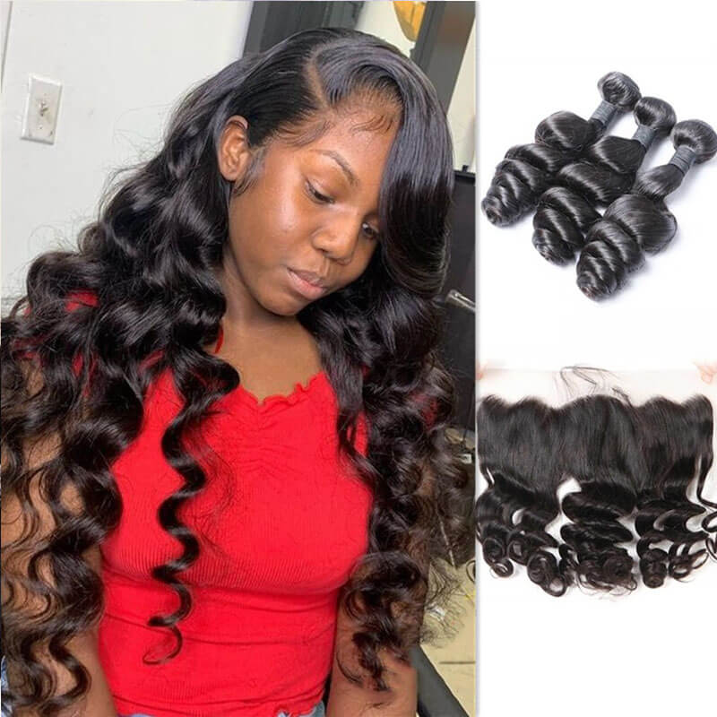 Loose Wave Hair 3 Bundles with 13x4 Frontal
