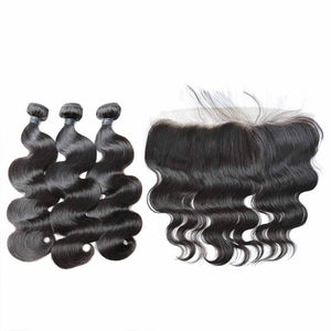 Body Wave Hair 3 Bundles with 13x4 Frontal