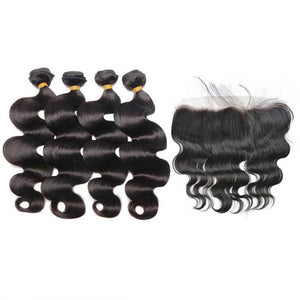 Body Wave Hair 4 Bundles With 13x4 Lace Frontal